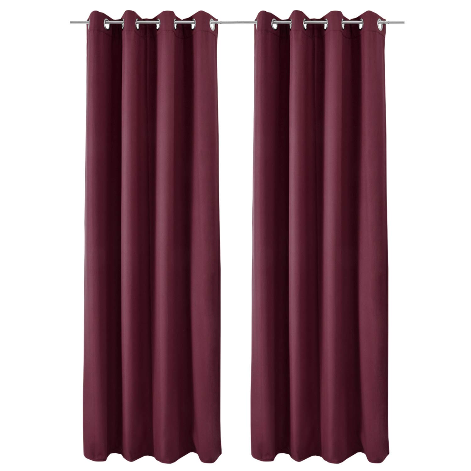 PONY DANCE - Tende oscuranti con occhielli, termiche, set da 2 pezzi, altezza 245 cm x larghezza 140 cm, opache, colore: beige biscotto, per soggiorno