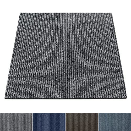 FLODI. Carpet Tiles Bohemia, 50 x 50 cm (Grey, 4 Tiles, 1 m²) Heavy Duty Carpet Tile Flooring Planks, Bitumen Back Non-Slip Floor Tile for Home, Office and Commerical