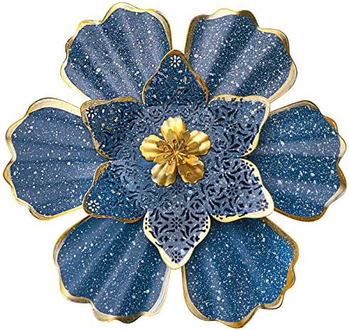 EASICUTI Blue Metal Flower Wall Decor Boho Metal Wall Art Decorations Hanging For Indoor Outdoor Home Bathroom Patio Fence Garden Bedroom Living Room Or Wall Sculptures 12 Inch