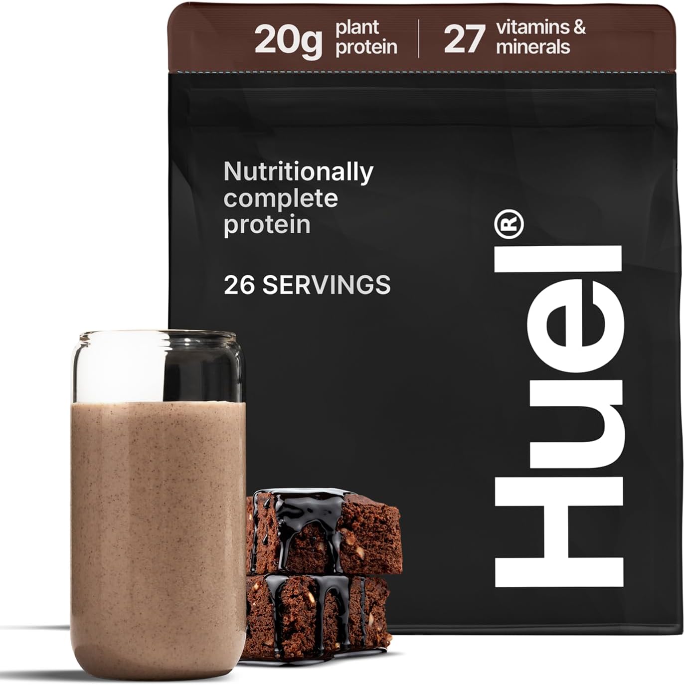 Vegan Protein Powder | Chocolate Fudge Brownie | Complete Nutrition | 20g Protein Powder | 100% Plant-Based | 27 Vitamins & Minerals, Gluten Free, Non-GMO, Lactose Free | 26 Servings