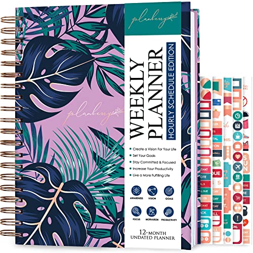 PLANBERRY Large Hourly Schedule Planner Premium – Undated Organizer for Productivity, Time Management & Budget, 20x27cm (Wild Purple)