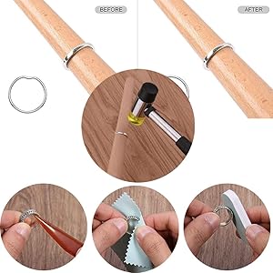 Set 11 Pezzi Per Misure E Lucidatura Anelli - Mandrino Misuratore, Stick Dimensioni, Panno Lucidante, Martello - 6