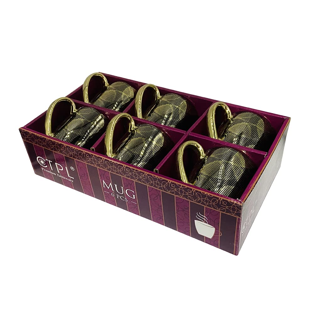 Home-Cart Premium Bone China Black Gold Tea Cup Coffee Mug and Set of 6 (Color-Multicolor) Size-200 ml 3