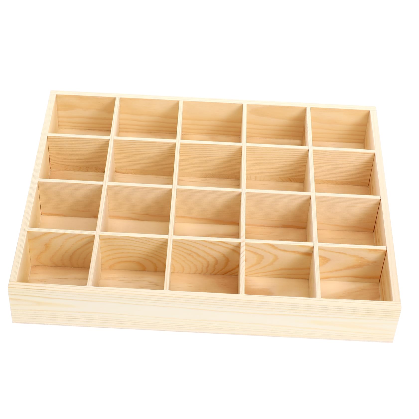 SOLUSTRE Organizador de Cajones de Madera de Pino para Ropa Interior y Calcetines Diseño Rectangular Simple 20 Compartimentos para Armario y Cajón