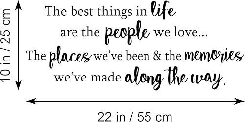 Miniatura 6 de Calcomanías de vinilo con texto en inglés "The Best Things in Life are The People We Love The Places We Been and The Memories" (Las mejores cosas en