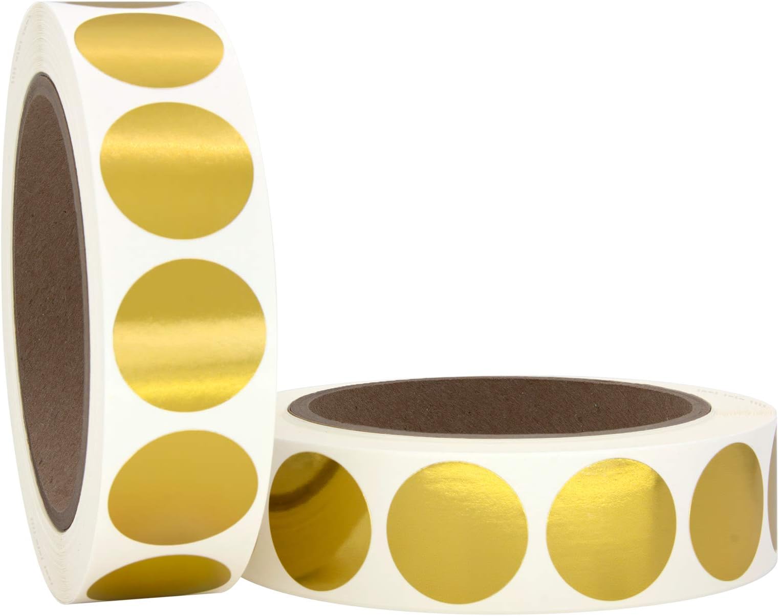 1" Metallic Gold Round Color Coding Circle Dot Labels on a Roll, 2000 Stickers, 1000 Stickers per Roll, 1 inch Diameter.
