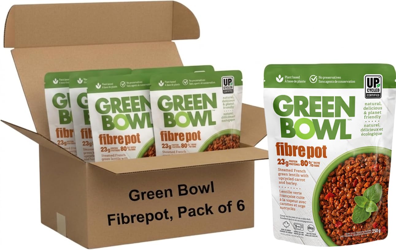 Green Bowl FibrePot, Steamed French Green Lentils, with Upcycled
