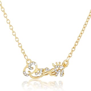 Yellow Chimes Pendant for Women Alphabetical Queen Crown Clavicle Rhinestone Short Chain Gold Plated Chain Necklace for Wo... Price In India