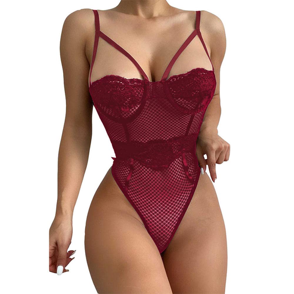 Dessous-Sets Für Damen Spitzennähte Mesh Hohler Verstellbarer Träger Comfortable Body