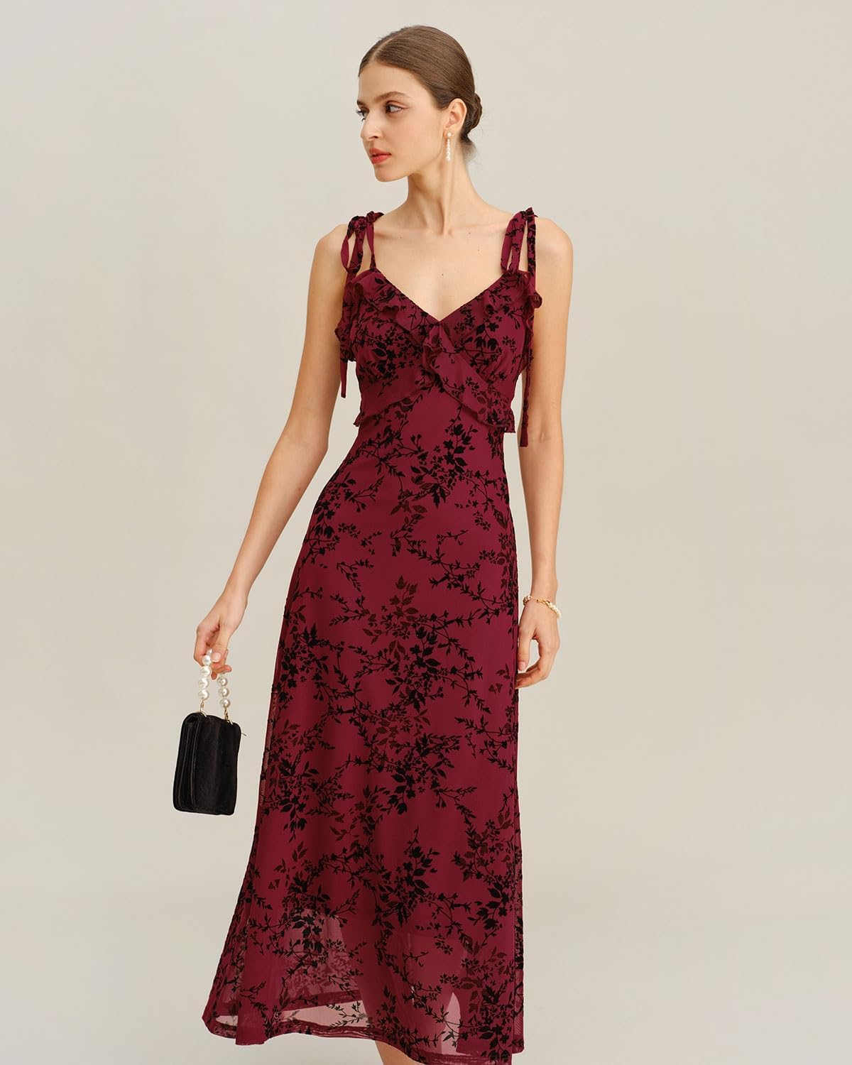 RIHOAS Boho Midi Floral Dress - Elegant Flowy Sundress | Formal-Inspired Outfit for Wedding Guest | Spring Summer Party Dress