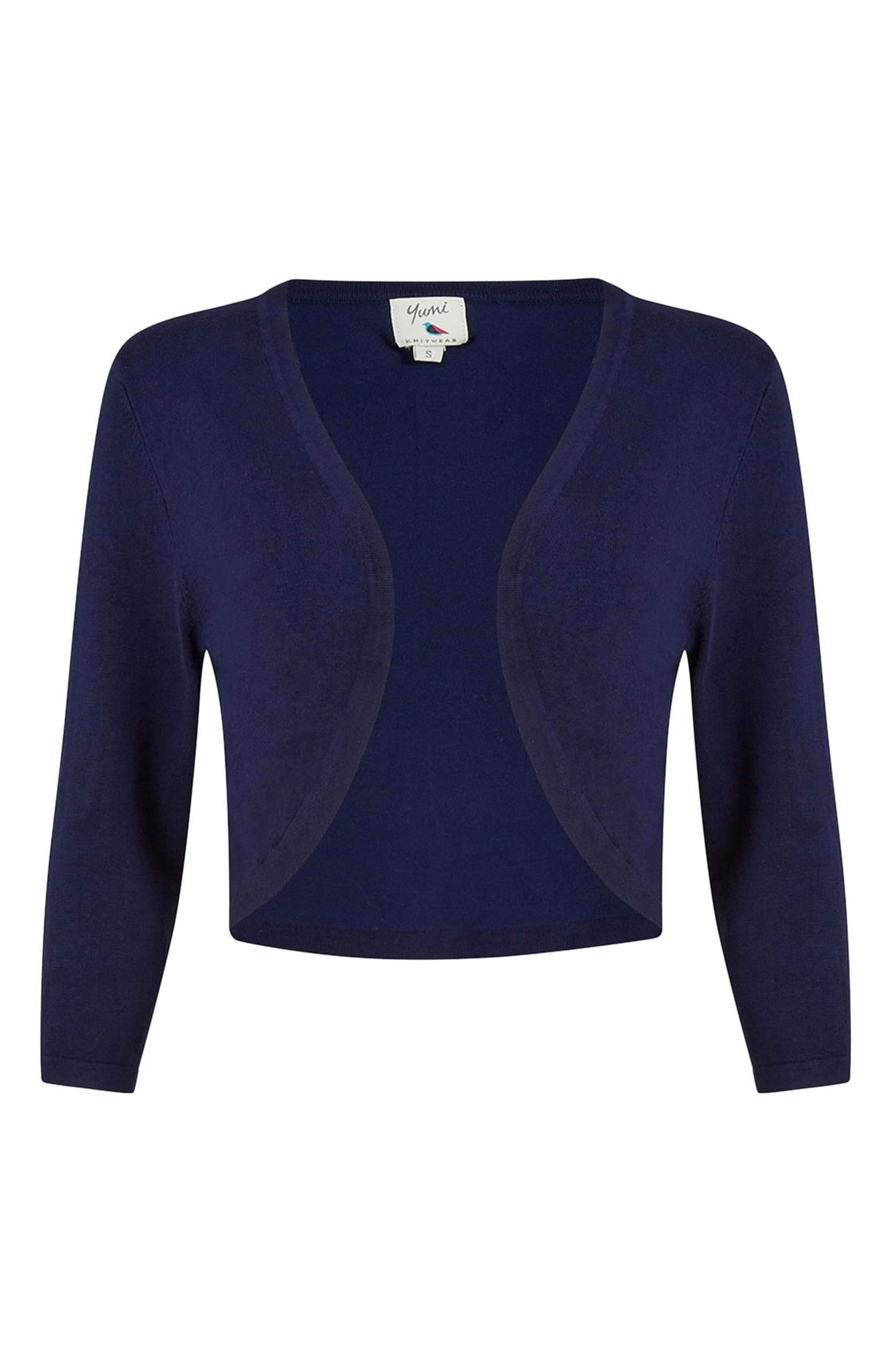 Yumi Navy Knitted Curve Bolero (UK, Alpha, S, Regular, Regular, Navy)