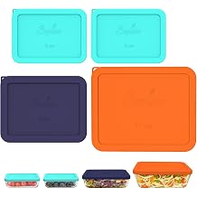SOPHICO Rectangle Silicone Lids Replacement for Pyrex Glass Bowls 4 Pack