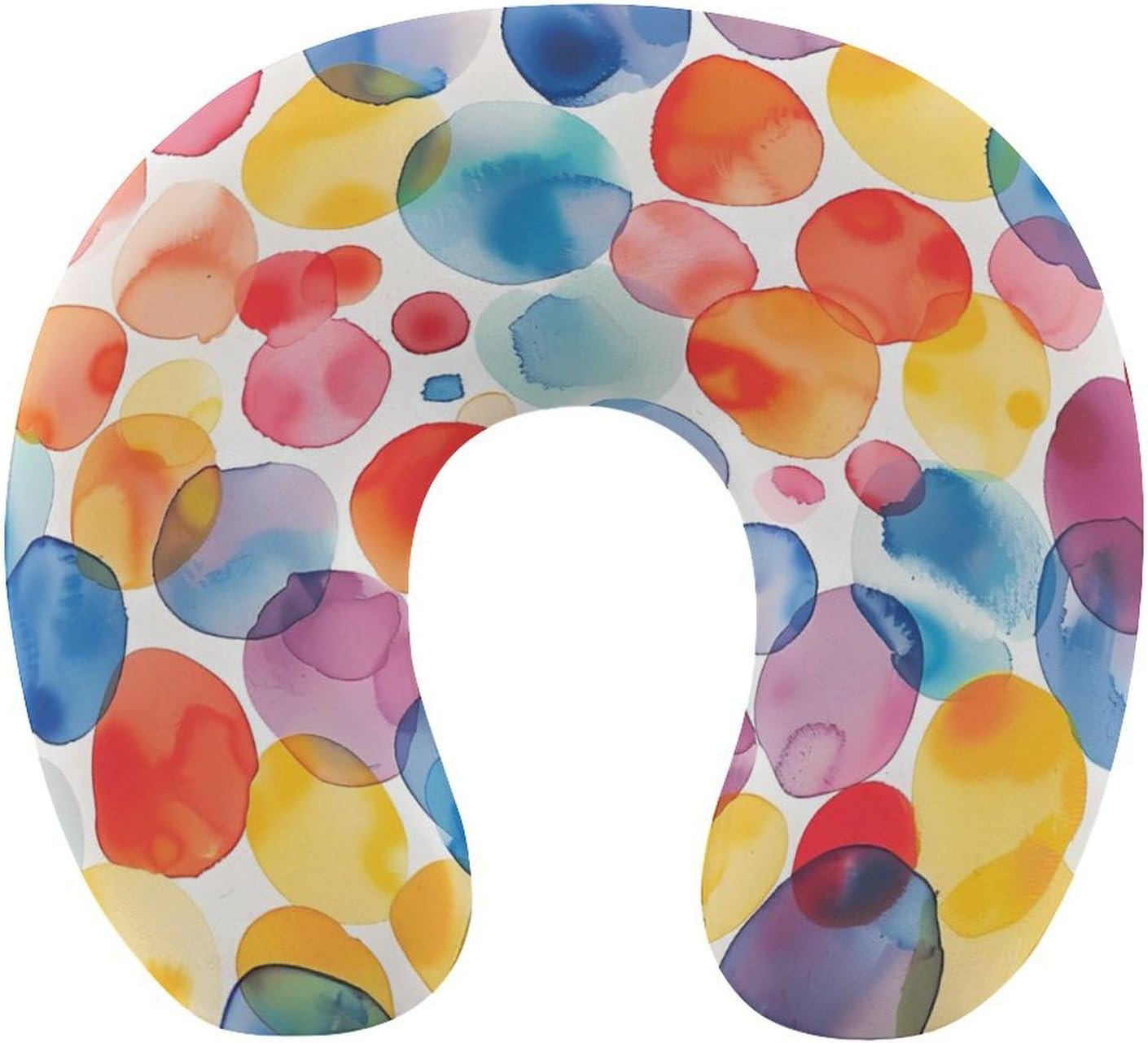 Watercolor Colourful Spot Funny Travel Pillow U Shaped Memory Foam Neck Pillows Portable for Flight Car Home Office