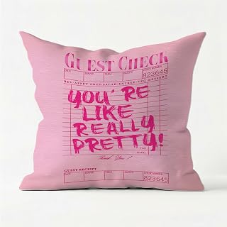 Hot Pink Chenille Pillow Covers 18x18, Coquette Inspirational Chenille Pillowcase, Coquette Preppy Dorm Room Decor for Girls, Positive Decor for Home, Inspirational Gifts for Women.