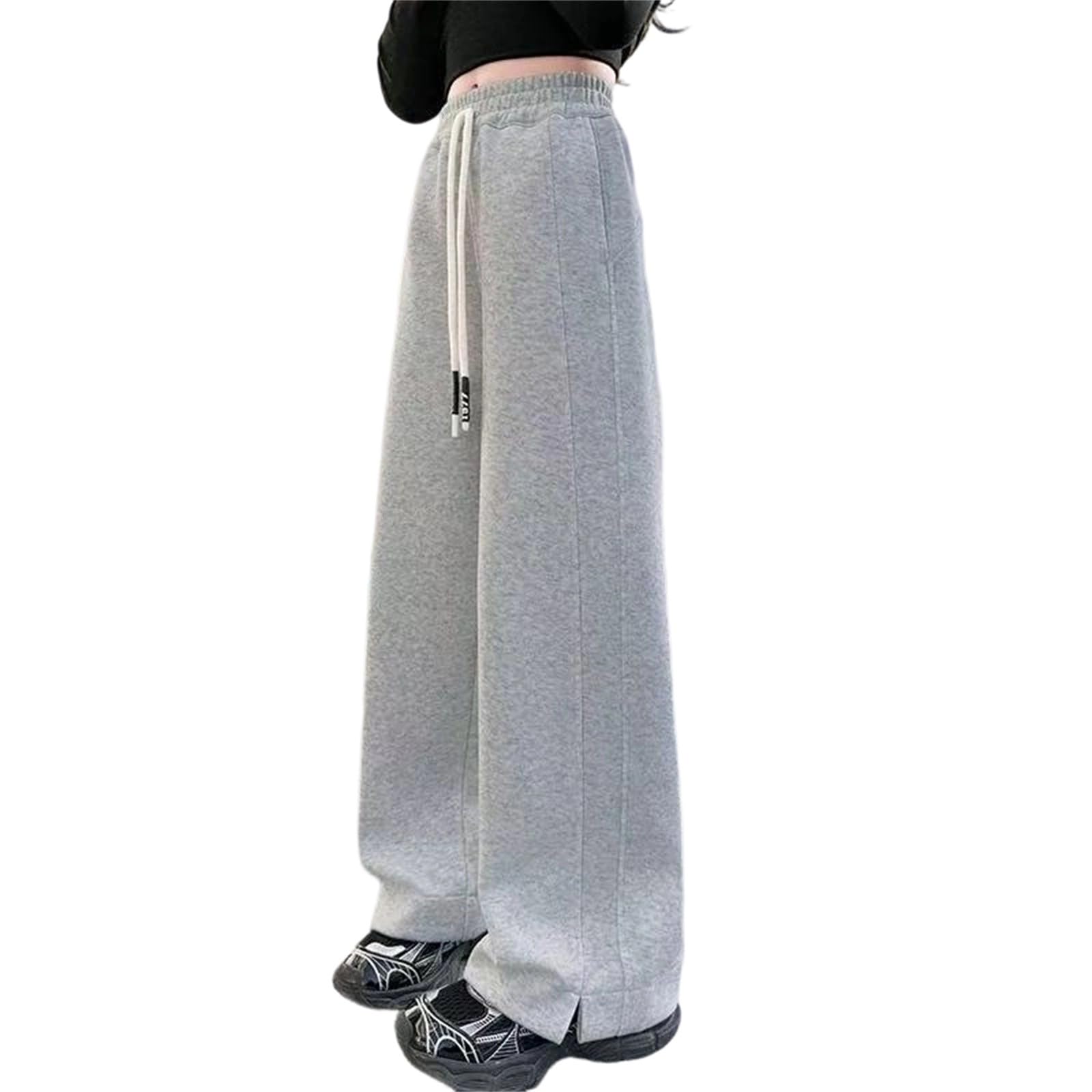 Pantaloni della tuta larghi a gamba larga per bambini in tinta unita pantaloni alti casual con fondo aperto pantaloni da salotto a gamba aperta a gamba dritta pantaloni larghi con tasche pantaloni da
