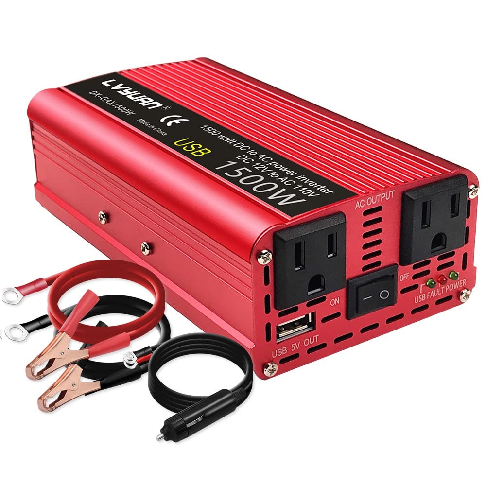 Wechselrichter 1500W/2000W DC 12V zu AC 100V 110V Auto Wechselrichter Spannungswandler Buchse Auto Zubehör Spannungswandler (Color Name : 2000W)