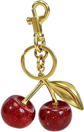 Adorable Cherry Keychain for Purses-Cute Bag Charm for Women, Fashion Keyring for Handbags, Car Keys