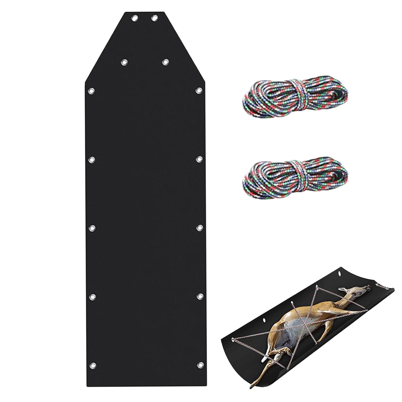 Deer Drag Sled, 2 Pcs Ice Fishing Sled, Purpose Hunting Sled, Heavy Duty Utility Sled with 4 Ropes, Portable Dog Sled Game Hauler, Sled Harness Ice Fishing for Deer Hunting, Firewood