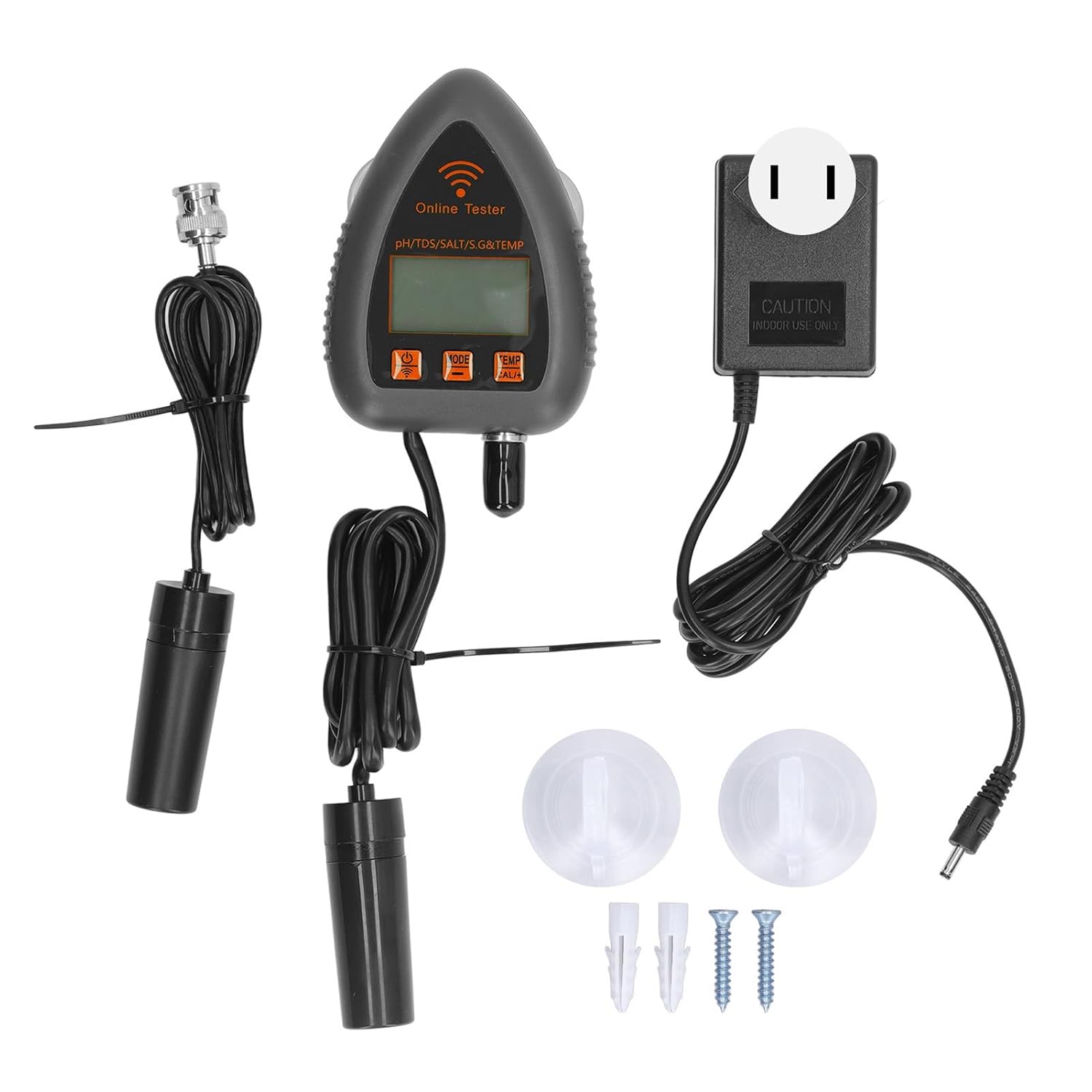 WiFi Water Quality Monitor 5 in 1 Tester for pH TDS EC Specific Gravity and Temperature - Water Analysis Instrument with Alarm Function US Plug 110 120V for Aquariums and
