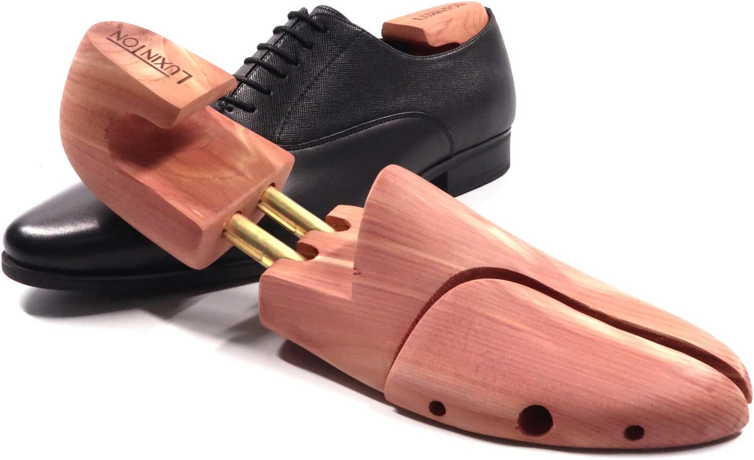 Cedar Shoe Tree Boot Keeper for Men Luka Adjustable Shoetree Twin Tube Wood Shoe Shape - Image 6