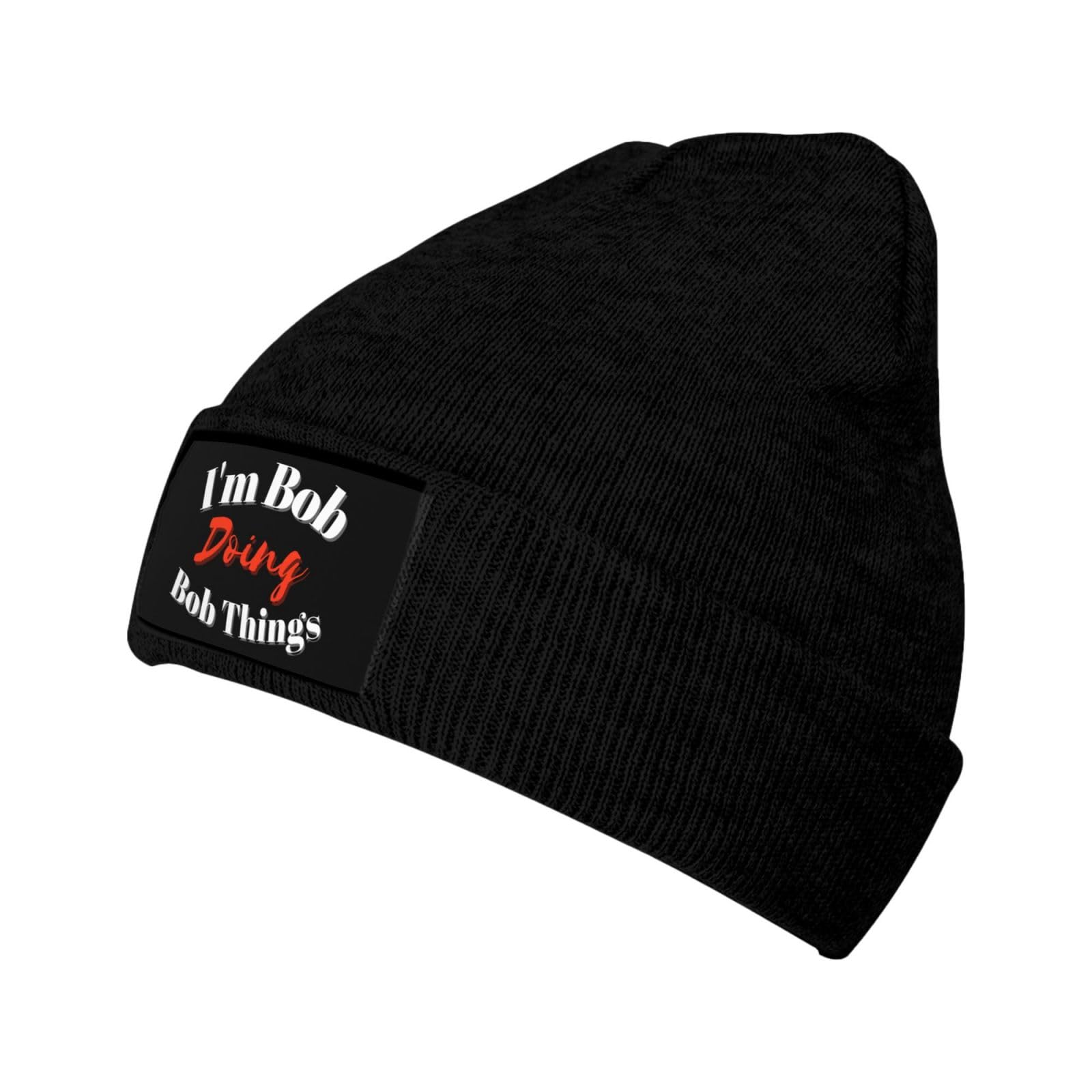 Hat That Says I'm Bob Doing Bob Things Knit Cap Bob Knit Hat Unisex Warm Knitted Brimless Winter Beanie Hat Black