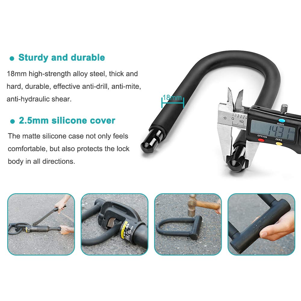 Antivol U Haute Sécurité Pour Vélo Électrique – Acier Trempé + Câble Acier 120 Cm – 3 Clés Incluses