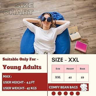 ComfyBean Bag with Beans Filled XXL- Official: Lazy Sacks Bean Bags - for Teenagers - Max User Height : 4.5-5 Ft.-Weight : 45-50 Kgs(Model: Black Red)