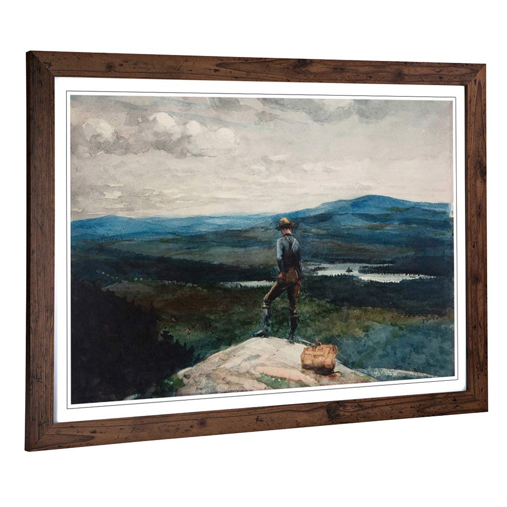 Big Box Art Framed Print of Winslow Homer The Ranger Adirondacks Design | Wall Art Picture | Home Decor for Kitchen, Living Room, Bedroom, Hallway, Walnut, A2 / 24.5x18 Inch / 62x45cm