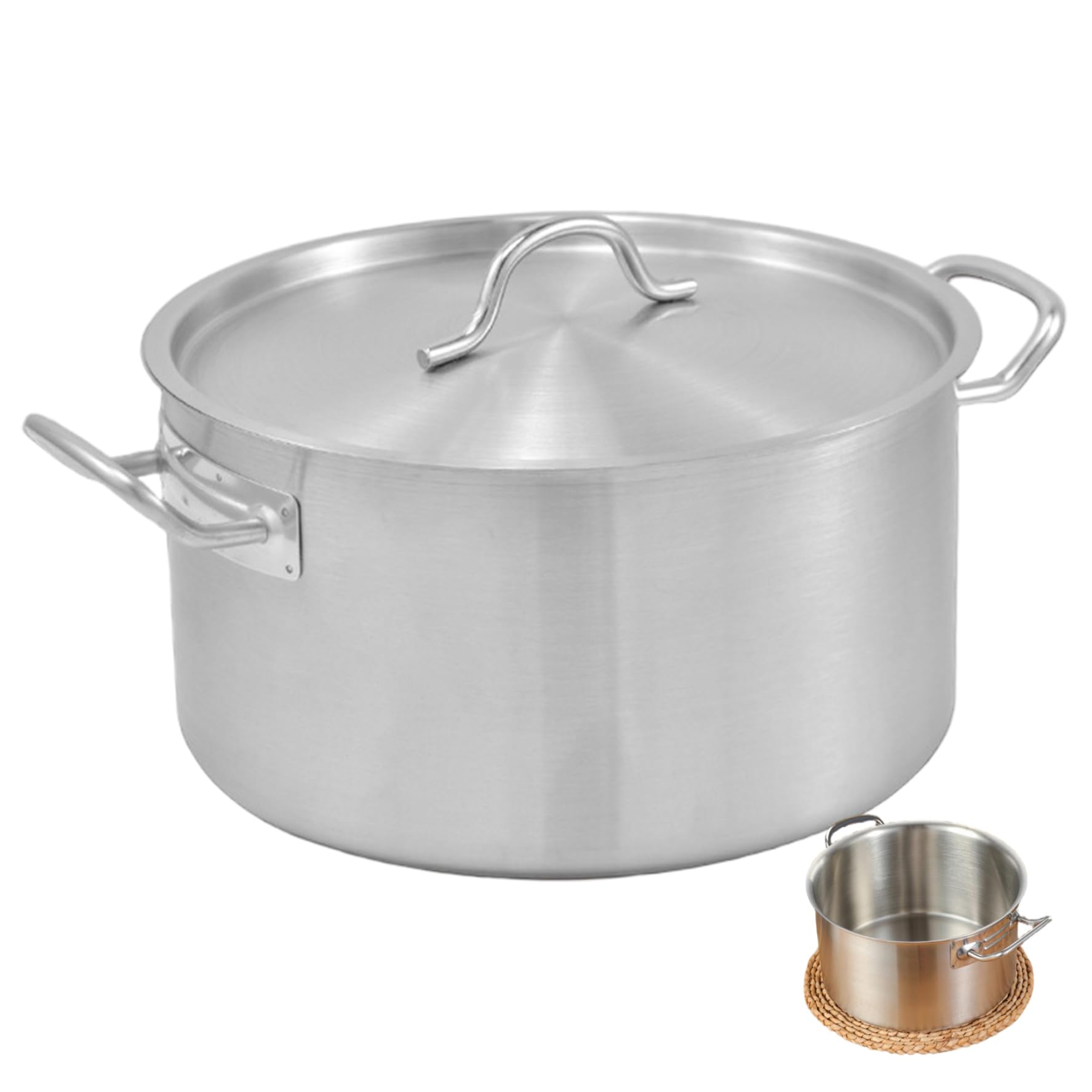 Suppentopf, Edelstahl-Kochtopf mit Deckel und zwei Griffen, 6 l, großes Fassungsvermögen, Suppentopf für Suppe, Nudeln, Suppe, Spaghetti, Brühe mit Deckel