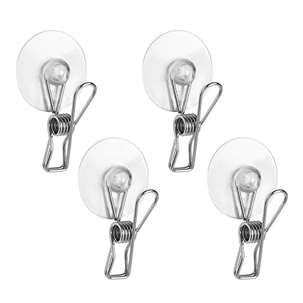 InterDesign Bath Shower Suction Clip (Set of 4), Polished Stainless Steel