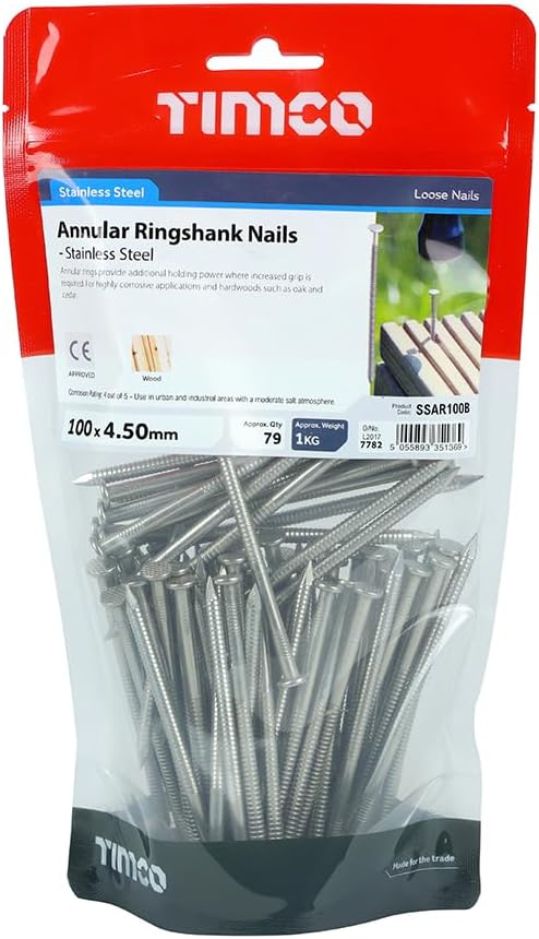 Annular Ringshank Nails - Stainless Steel (Size 100 x 4.50-1 Kilograms)