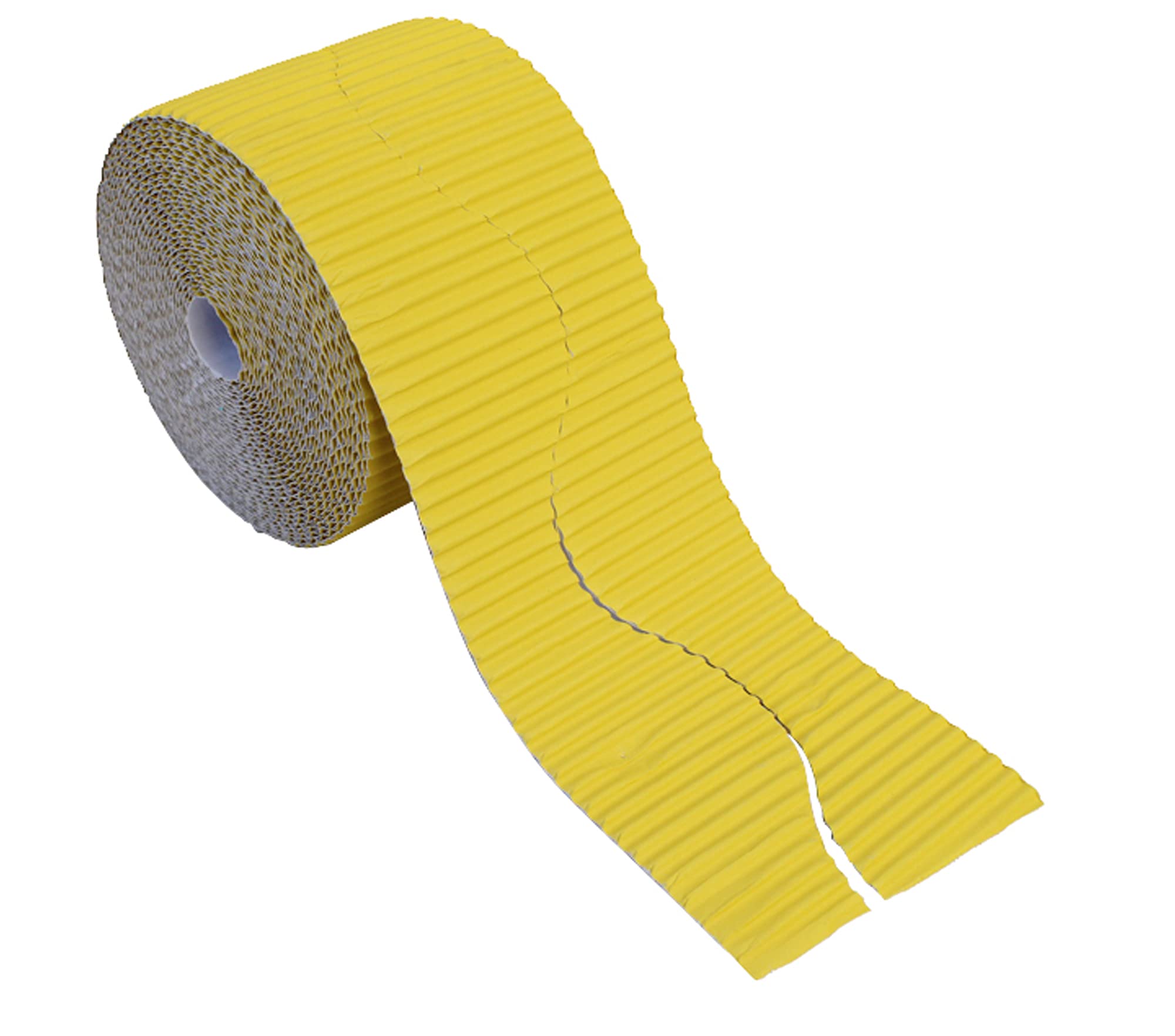 Bright Ideas Corrugated Border Roll for School Displays, Canary, 57mm x 7.5m (15m When Split), BI7886