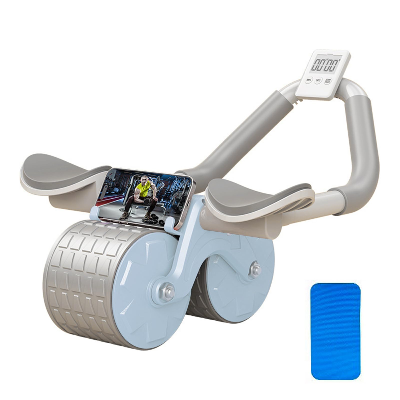 2023 Ab Roller Wheel Automatic Rebound Abdominal Exercise Device Strength Training Abdominal Wheel Equipment Fitness Roller，with Knee Pads Mat, Suitable for Beginners