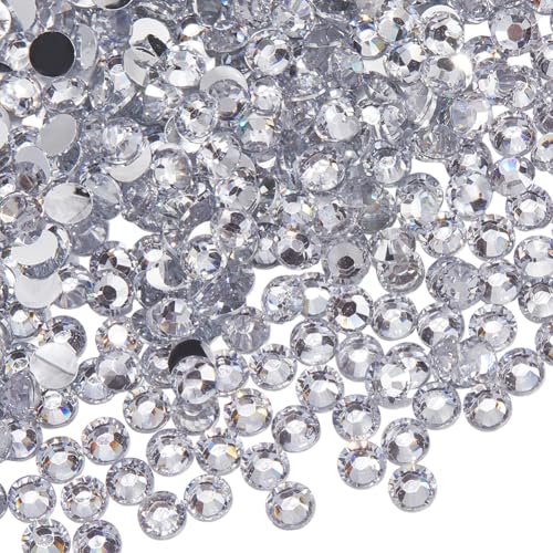 CABODYALS 4750Pcs 4MM Clear Resin Rhinestones Bulk Bedazzling Half Round Flatback Glue Fix Crystals Flat Back Rhinestone Gems Charms Stone Nail Decoration for Diy Craft Clothe Bag Shoes Wedding Decor