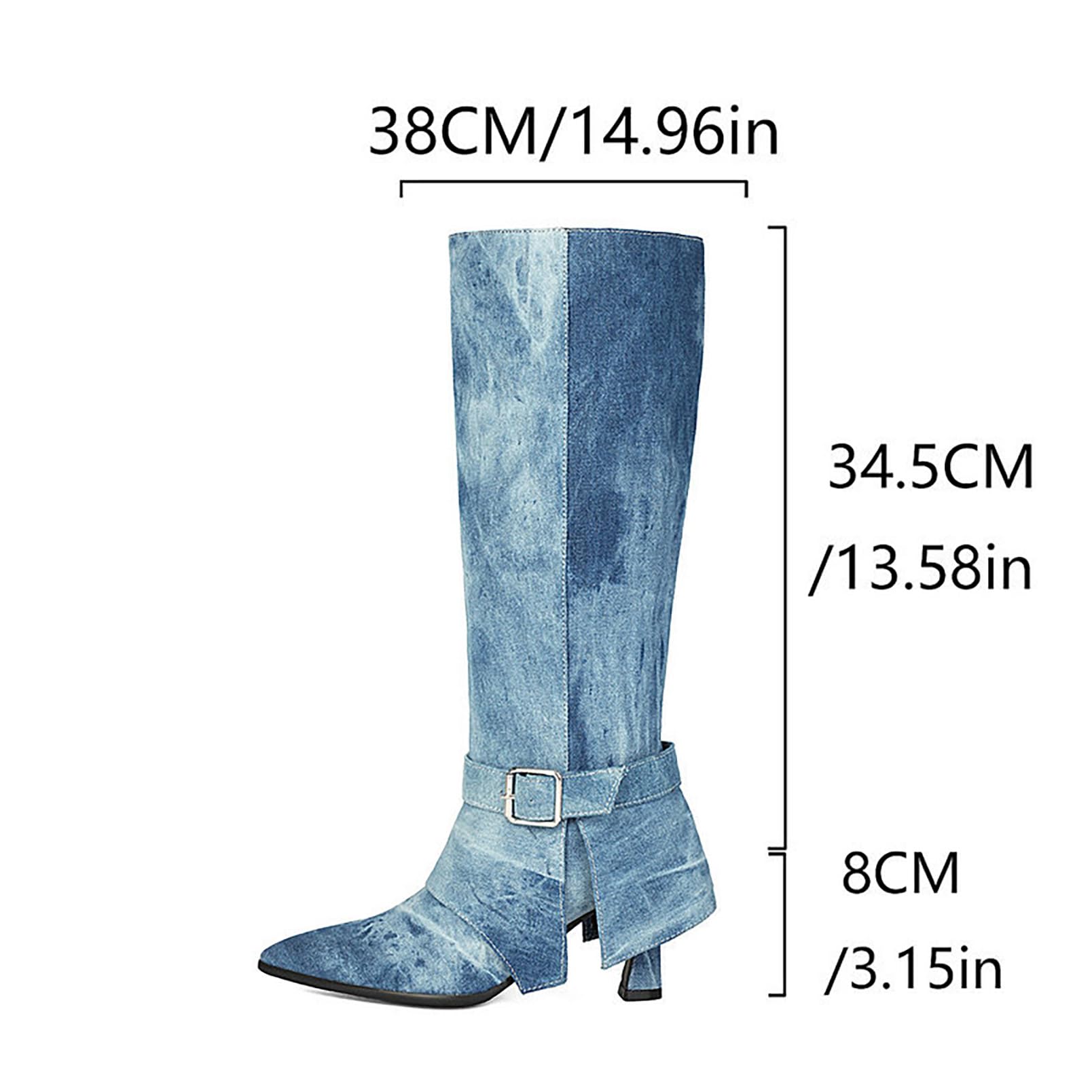 Generico Stivali Donna Alti Scarpe PU Tacco Largo Moda Casual Autunno Inverno