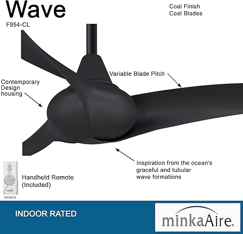 Miniatura 2 de MINKA-AIRE F854-CL Wave Ventilador de techo de 44" con control remoto en acabado carbón
