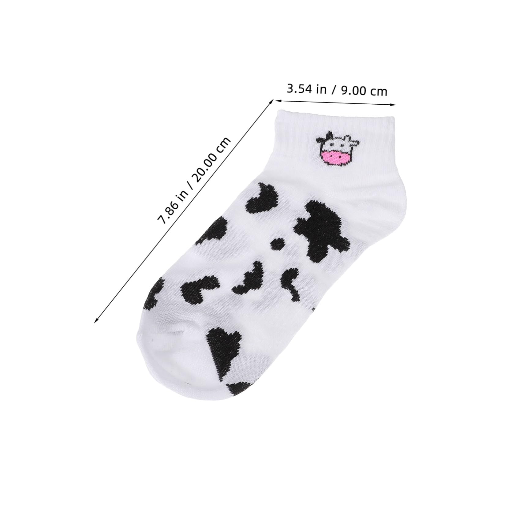 Calcetines de Vaca de Dibujos Animados Cortos Algodón 5 Pares Negro Blanco | Fiesta Verano, Calcetines Tobilleros Niña, Calcetines Estampado Animal para Teens y Kids