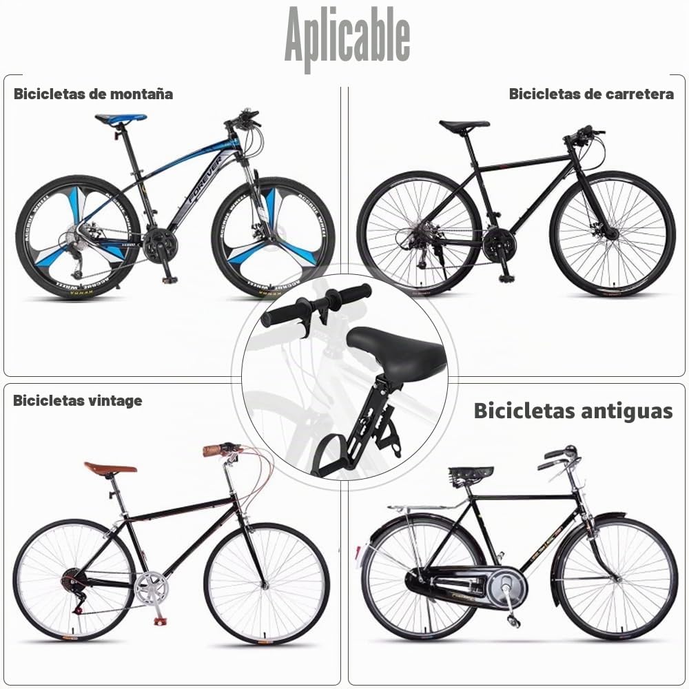 Mineup Asiento Bicicleta Niño Delantera, Asiento Infantil de Ciclismo Ajustable con Manillar, Silla Bicicleta niño para Niños Delantero para Adultos para Niños de 2 a 6 Años, hasta 48 Libras