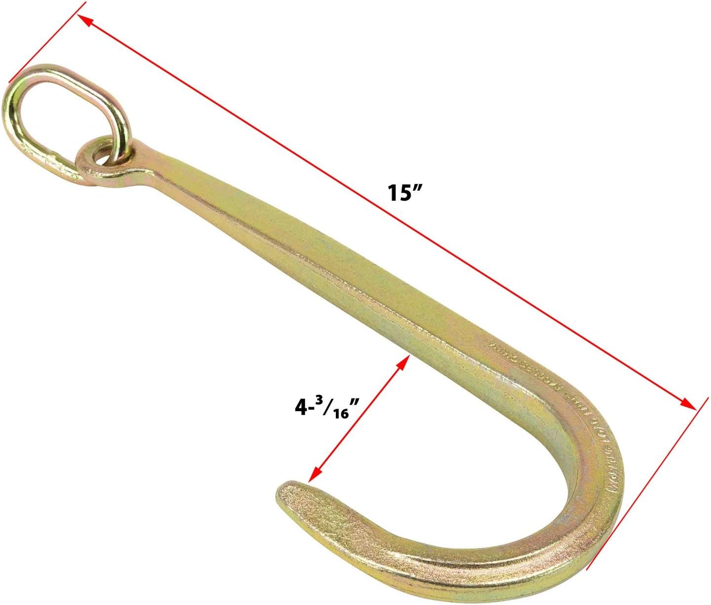 Mytee Products (2 Pack) 15" Inch J Hook Heavy Duty Grade G70 Tow Axle Strap Wrecker Roll Back Clevis 5400#