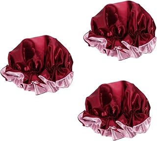 FOMIYES 3pcs Double Lace Satin Bonnet Ladies Hat Satin Bandanas for Women Curly Hair Sleeping Cap Hat for Women Black Hat Double-layer Satin Chemo Cap Girl Hats Xxl Hat Polyester