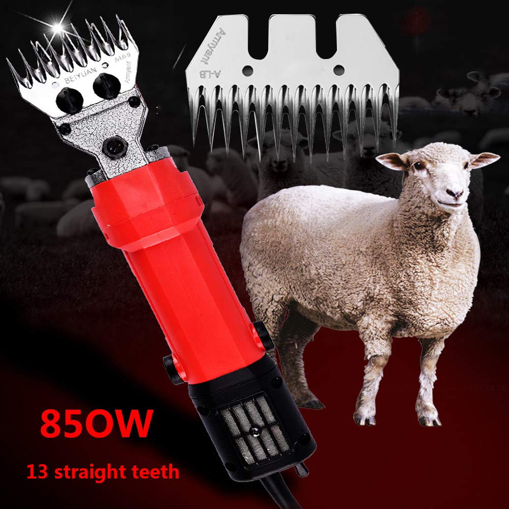 Máquina de corte de tijeras para ovejas, cortadora de pelo profesional para animales de 850 W con recortadora de velocidad ajustable, adecuada para la mayoría de las tijeras nuevas, rojo-13 (rojo 13)