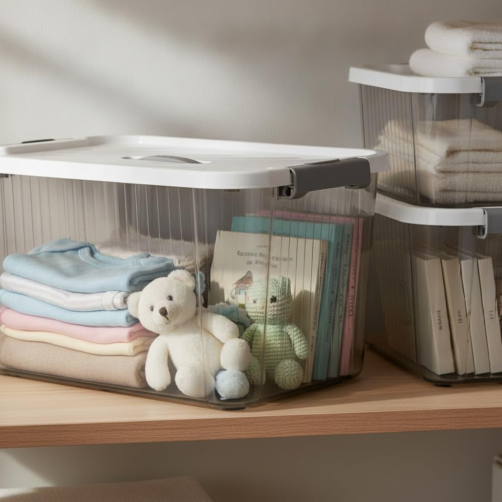 Caja Almacenamiento, Súper grande transparente negro