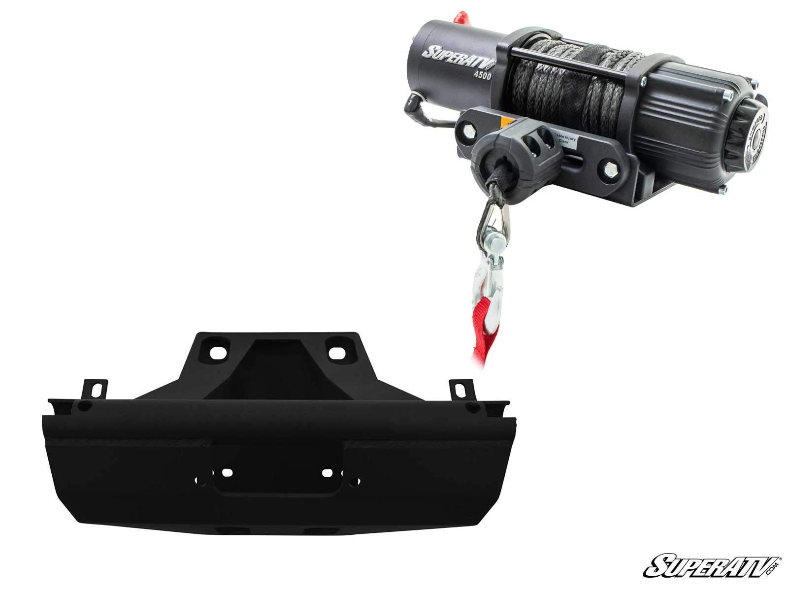 SuperATV Black Ops 4500 LB Winch with Winch Mounting Plate for Can Am