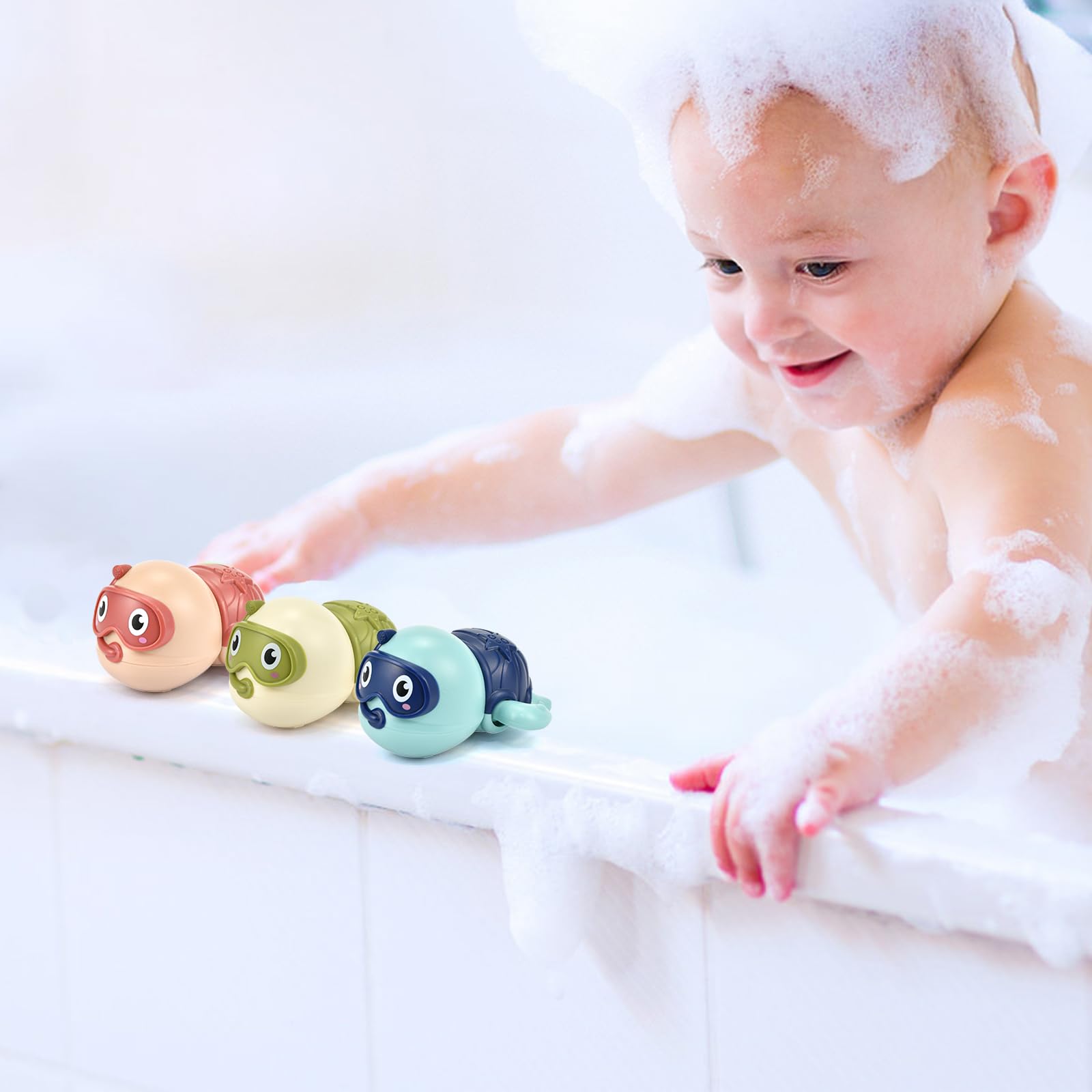 Paquete de 3 juguetes de baño para bebés de 1 a 2 años, juguetes de baño para niños pequeños de 1 a 3 años, juguetes de baño flotantes, juguetes de viento para niños de 1 a 2 años, juguetes de bañera 5