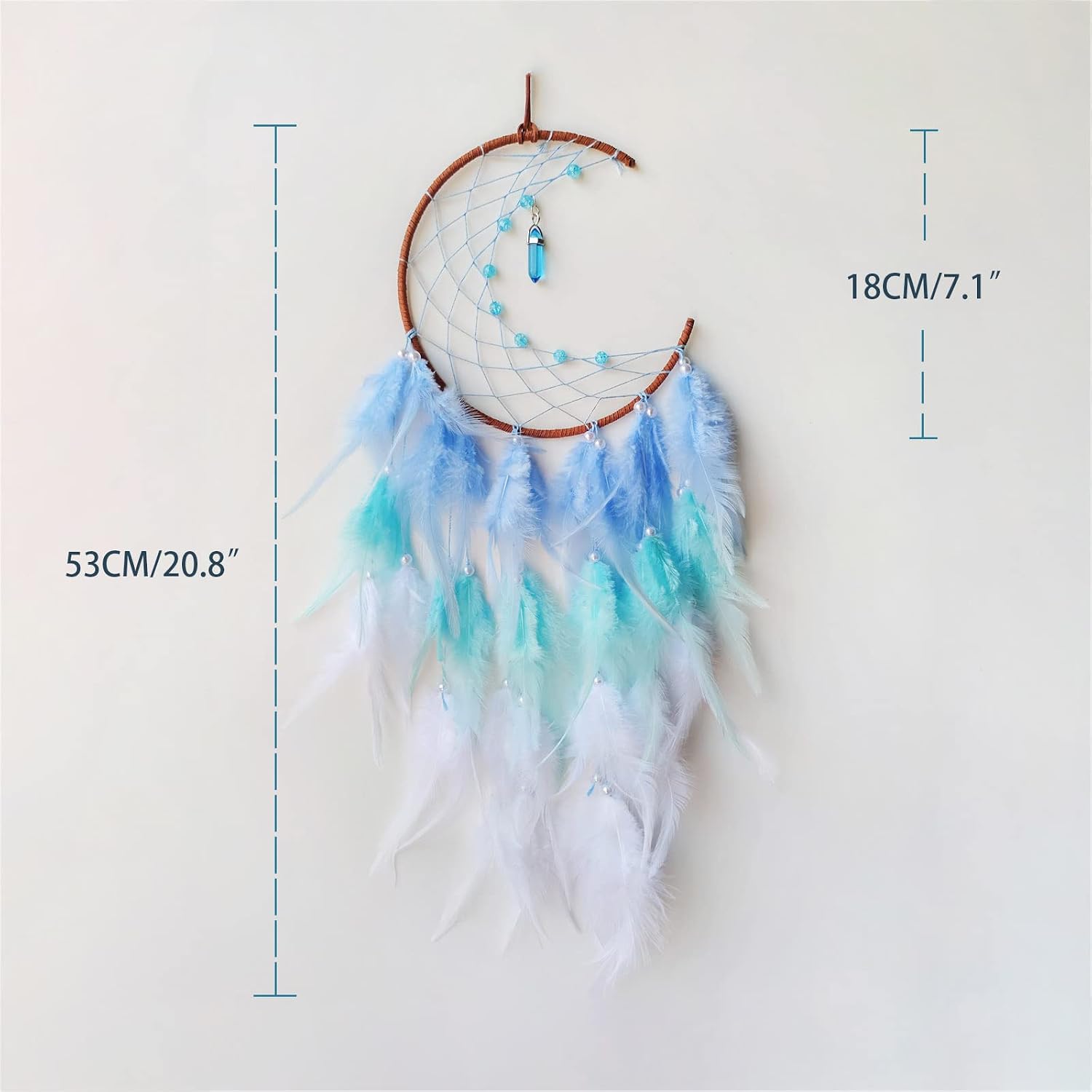 Blue Moon Dream Catcher with Pendant | Handmade, Wall Hanging Ornament, Bedroom Living Room Home Decor
