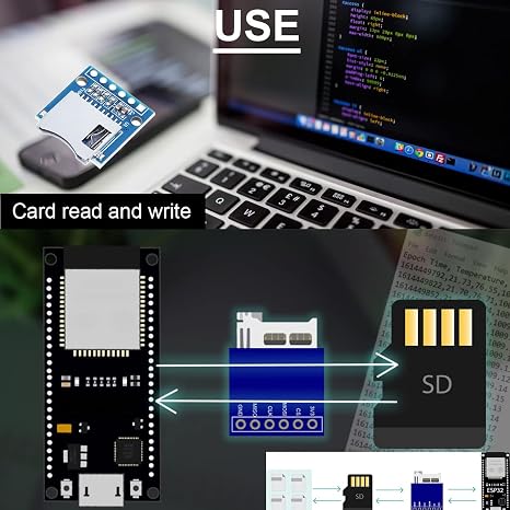 5PCS Micro SD Card Module Mini TF Card Reader Adapter Memory Expansion Module SD card reader/writer for Arduino with Pins, with Cable