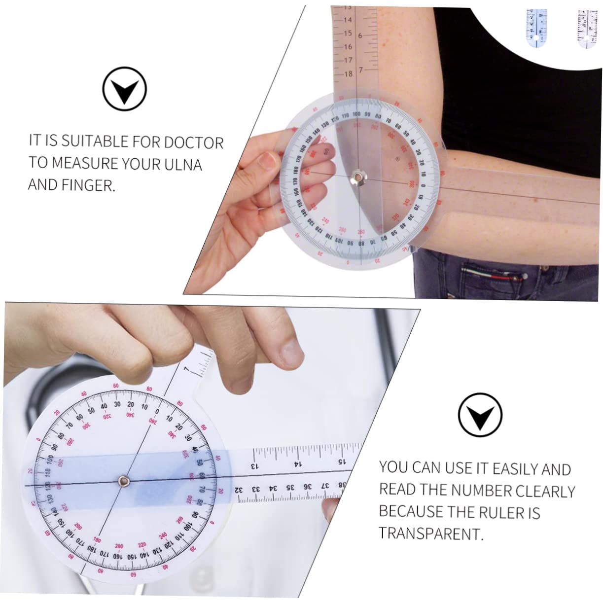 DOITOOL 2 Sets 3 Pcs Goniometer Protractor Measuring Tape Doctors Ulna and Finger