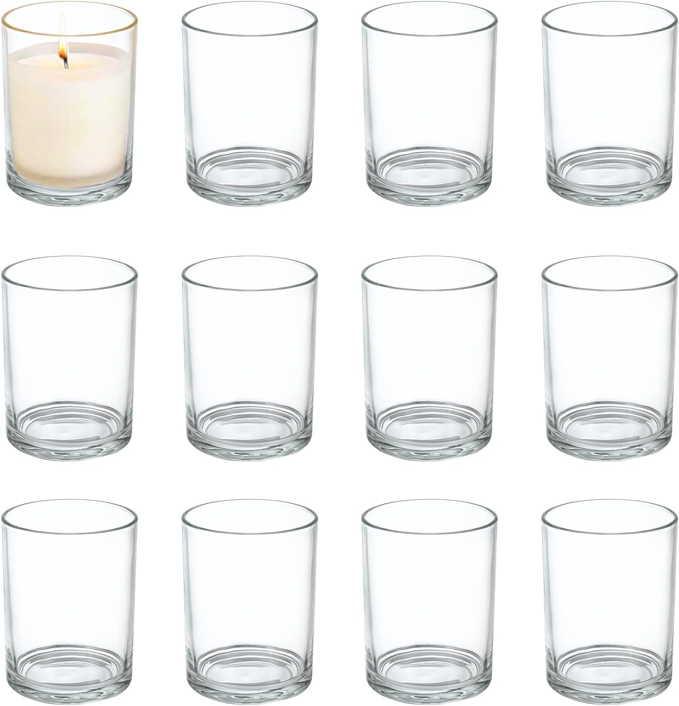 12 Pack Tea Light Holders, Ø4.3x6cm High Glass Tea Light Candle Holders, Votive Candle Holders, Transparent Tea Light Holder for Wedding, Anniversary, Festival, Dining Table, Home Decoration