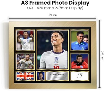 Jude Bellingham Signed Autograph Photograph Display - Perfect for Football Fans, A3 Poster Print (420x297mm) - Limited Edition Autograph Fan Gift – Collectible Memorabilia Merchandise