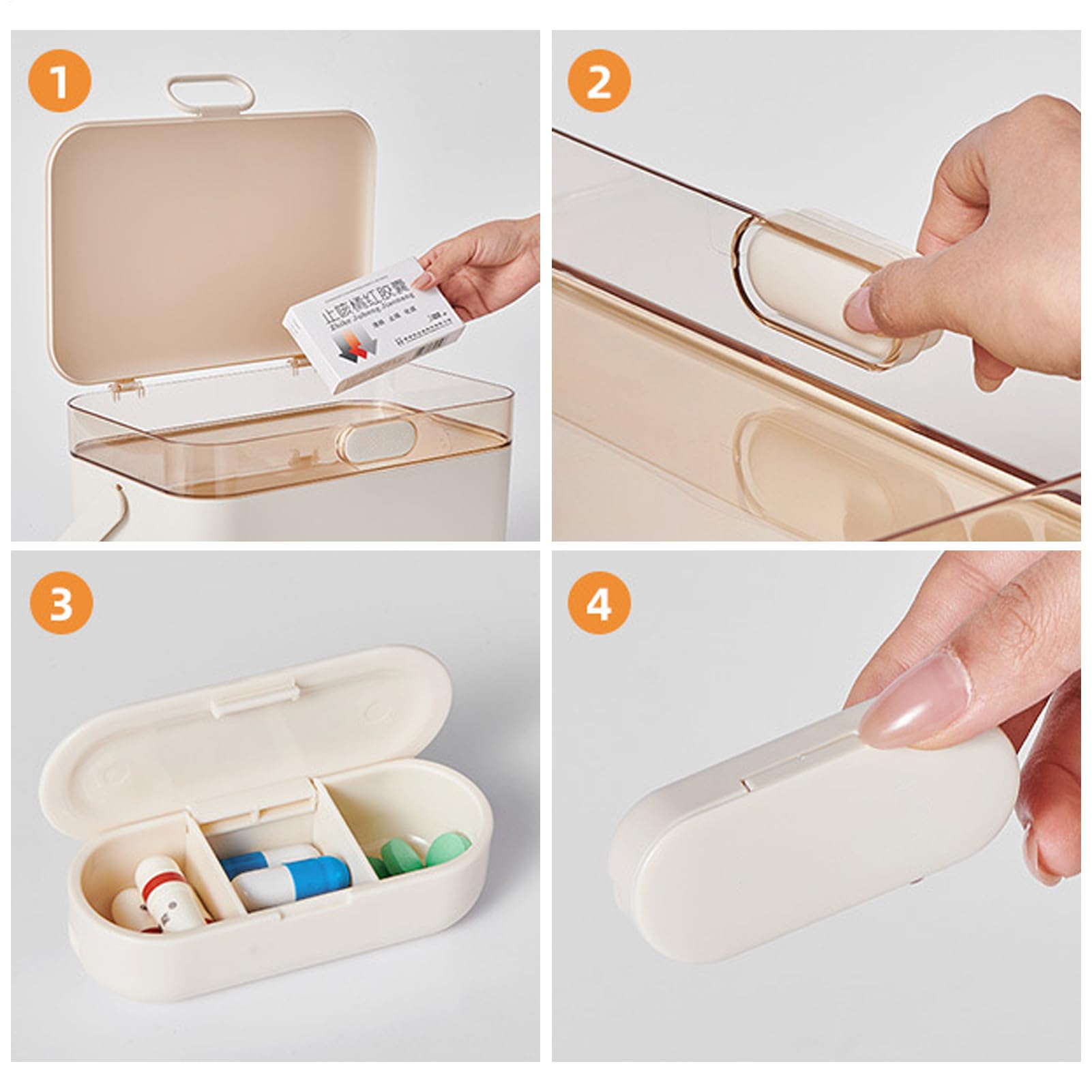 Große Medikamenten-Aufbewahrungsbox, dreilagige große Kapazität, tragbare Medikamentenbox, Pillen-Medikamentenschrank, abnehmbarer -Organizer für die Familie | Aufbewahrungsbox für Tabletten Tragbare Aufbewahrungsbox für wöchentliche